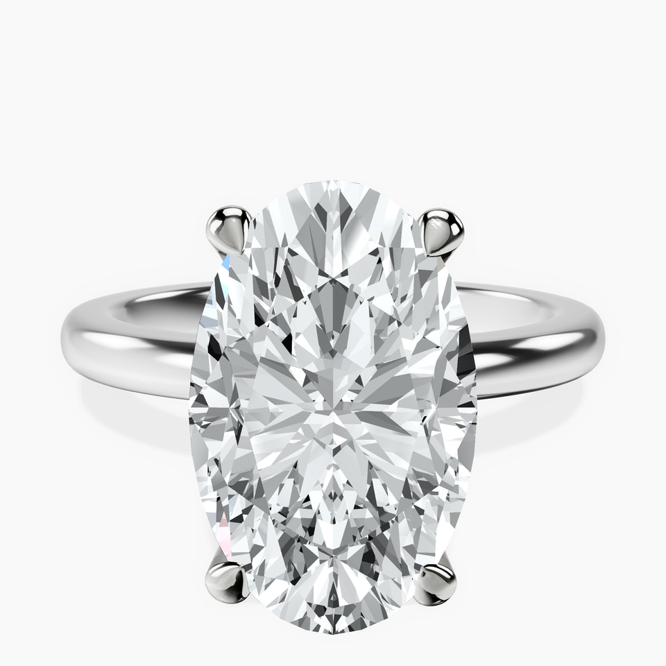 10kt White Gold Matilda Leaf Petal Solitaire Lab Diamond Ring front image