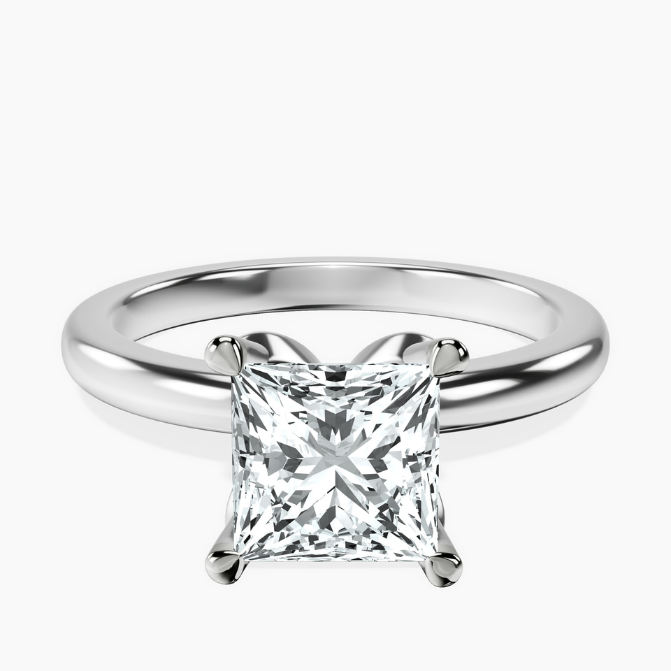 Platinum Matilda Leaf Petal Solitaire Lab Diamond Ring front image