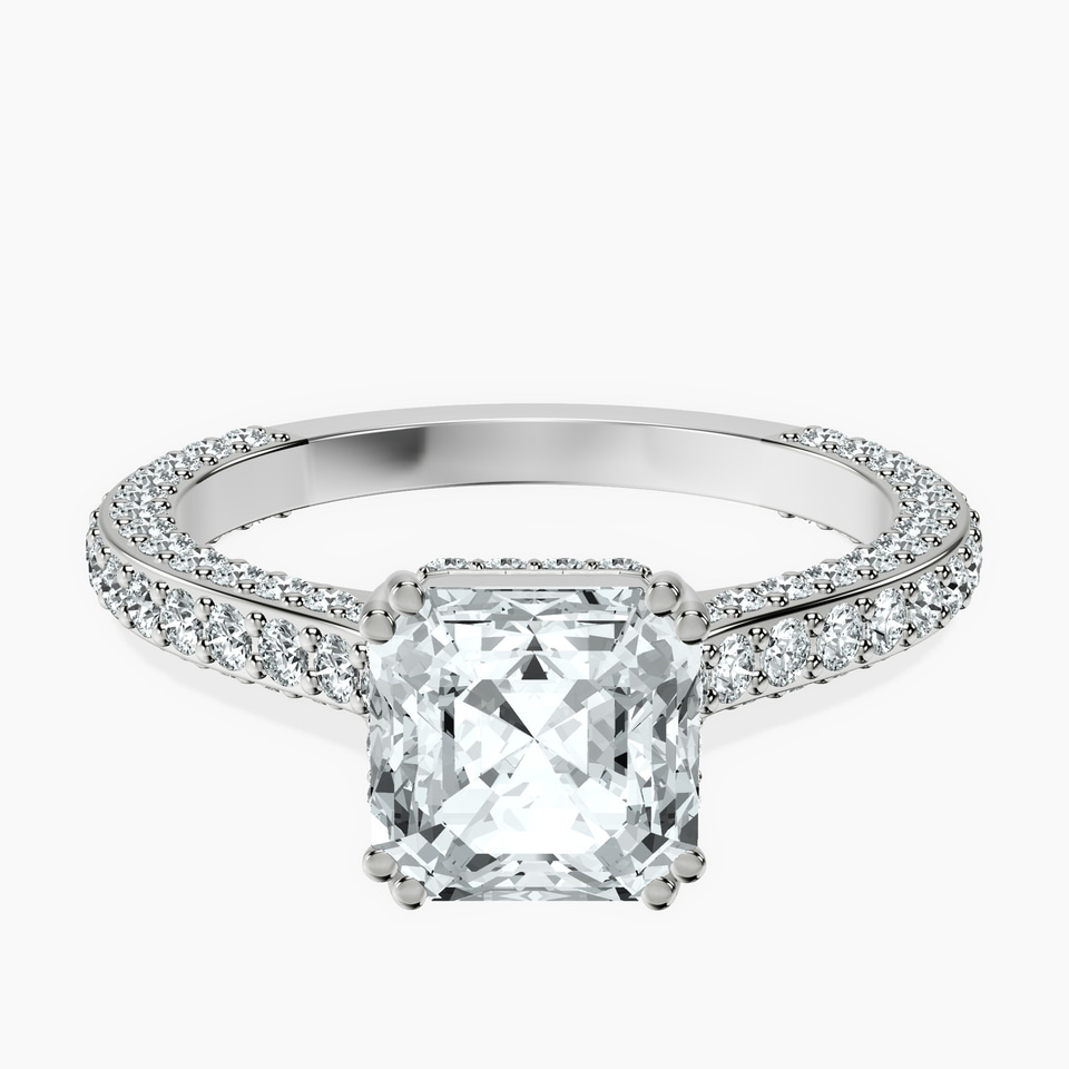 10kt White Gold Eternia Criss Cross Side Halo Lab Diamond Ring front image
