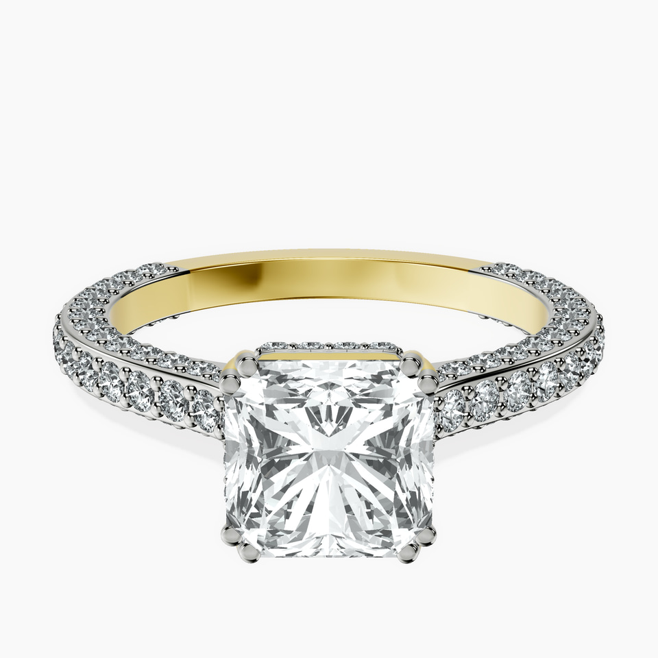 14kt Yellow Gold Eternia Criss Cross Side Halo Lab Diamond Ring front image