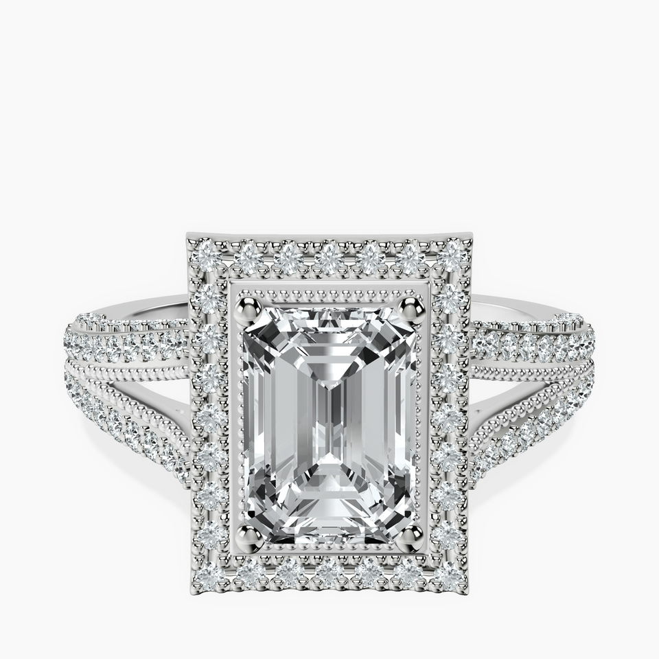 Platinum Opulenté Antique Halo Lab Diamond Ring front image