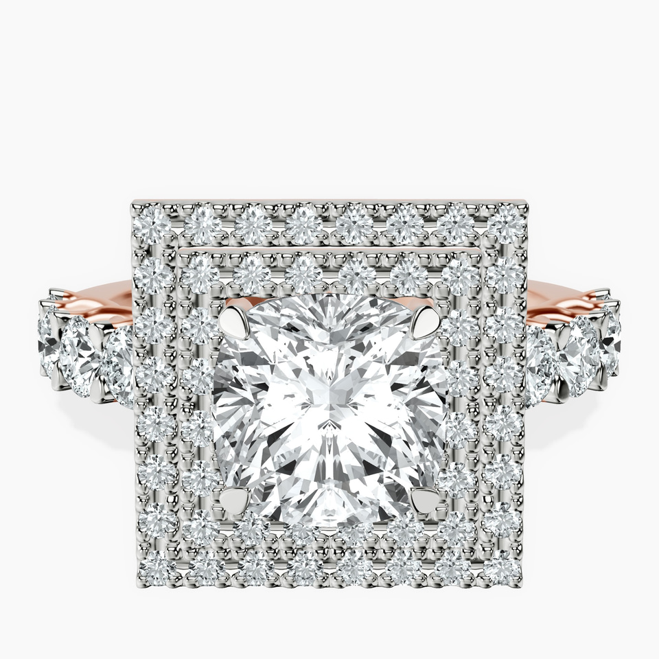 14kt Rose Gold Crowned Cresta Double Halo Lab Diamond Ring front image
