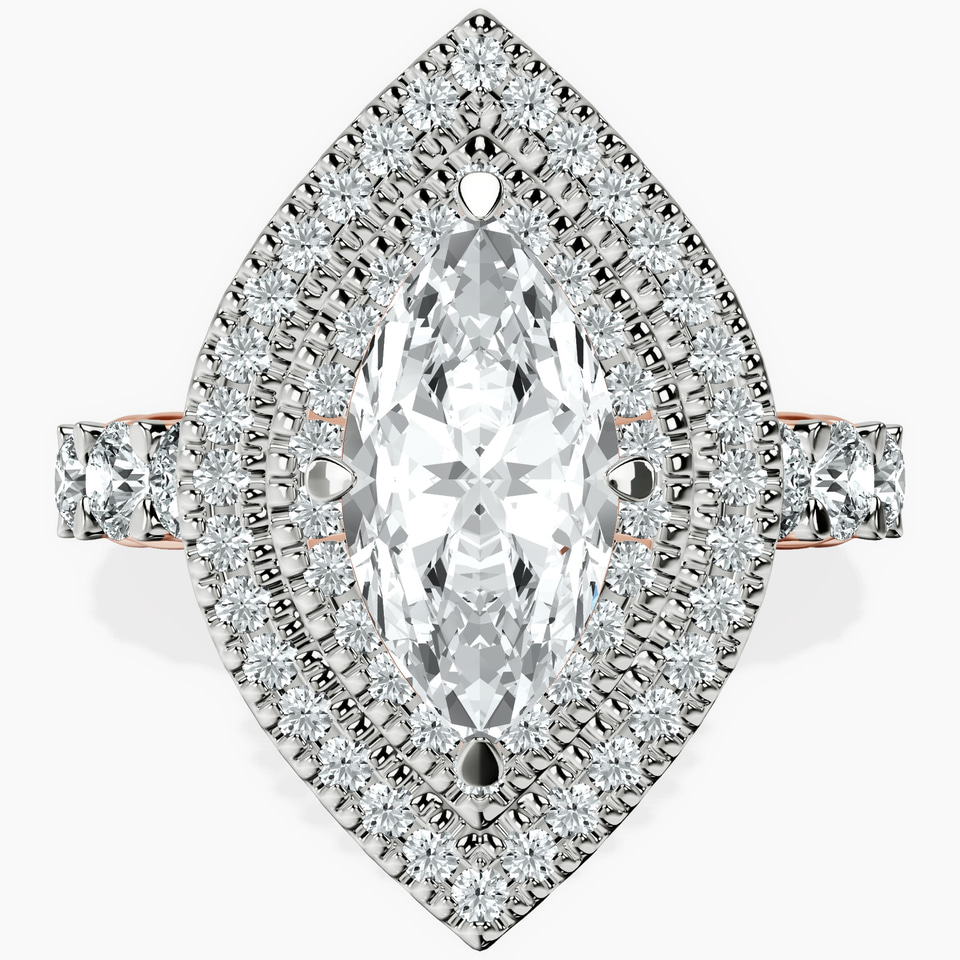 10kt Rose Gold Crowned Cresta Double Halo Lab Diamond Ring front image