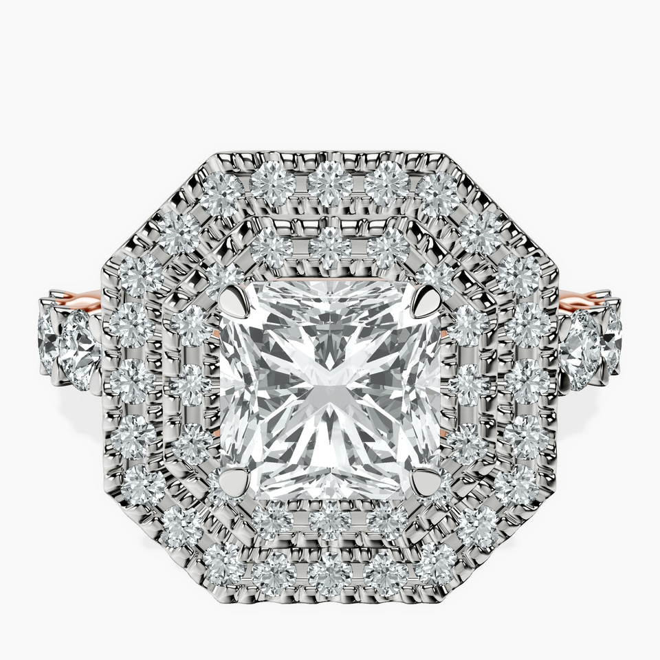 18ct Rose Gold Crowned Cresta Double Halo Lab Diamond Ring front image