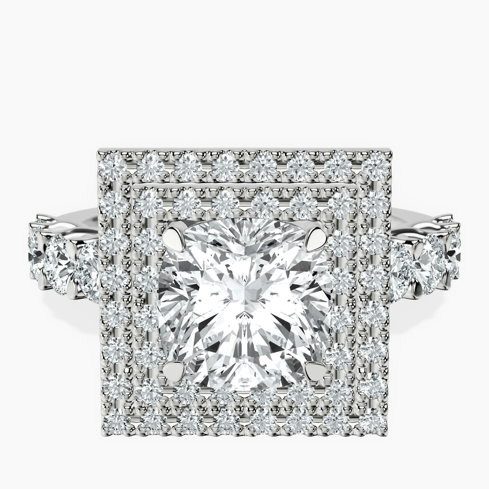 14kt White Gold Crowned Cresta Double Halo Lab Diamond Ring front image