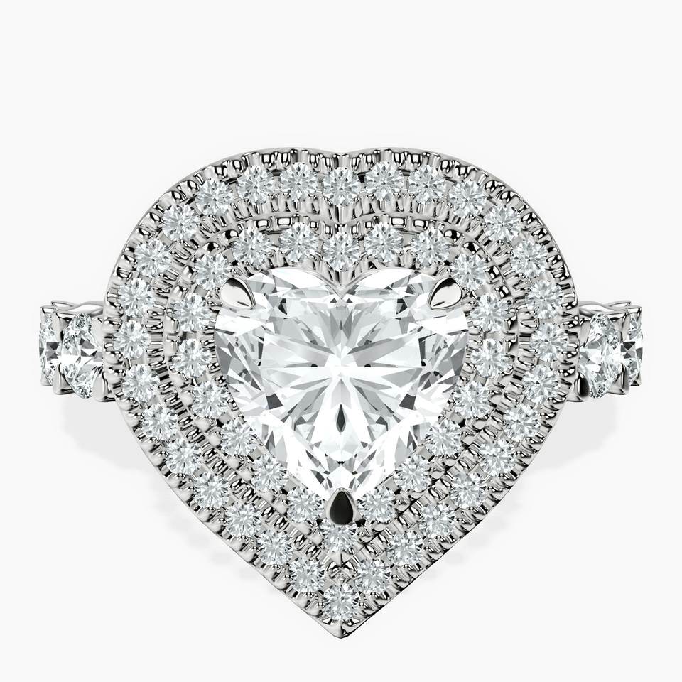 10kt White Gold Crowned Cresta Double Halo Lab Diamond Ring front image