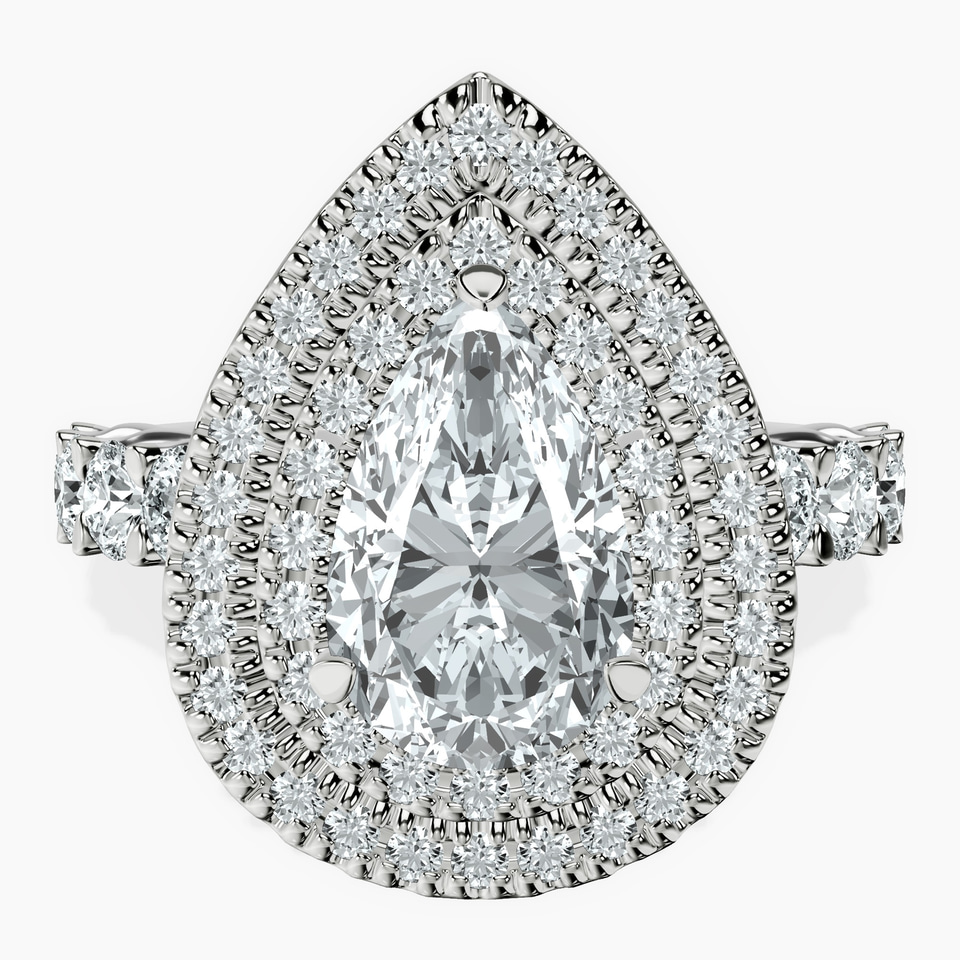 9ct White Gold Crowned Cresta Double Halo Lab Diamond Ring front image