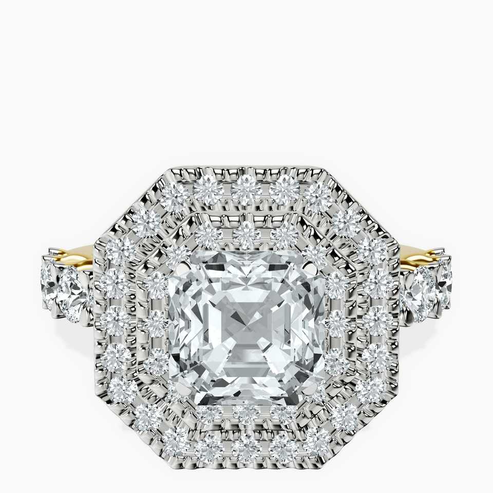 14kt Yellow Gold Crowned Cresta Double Halo Lab Diamond Ring front image