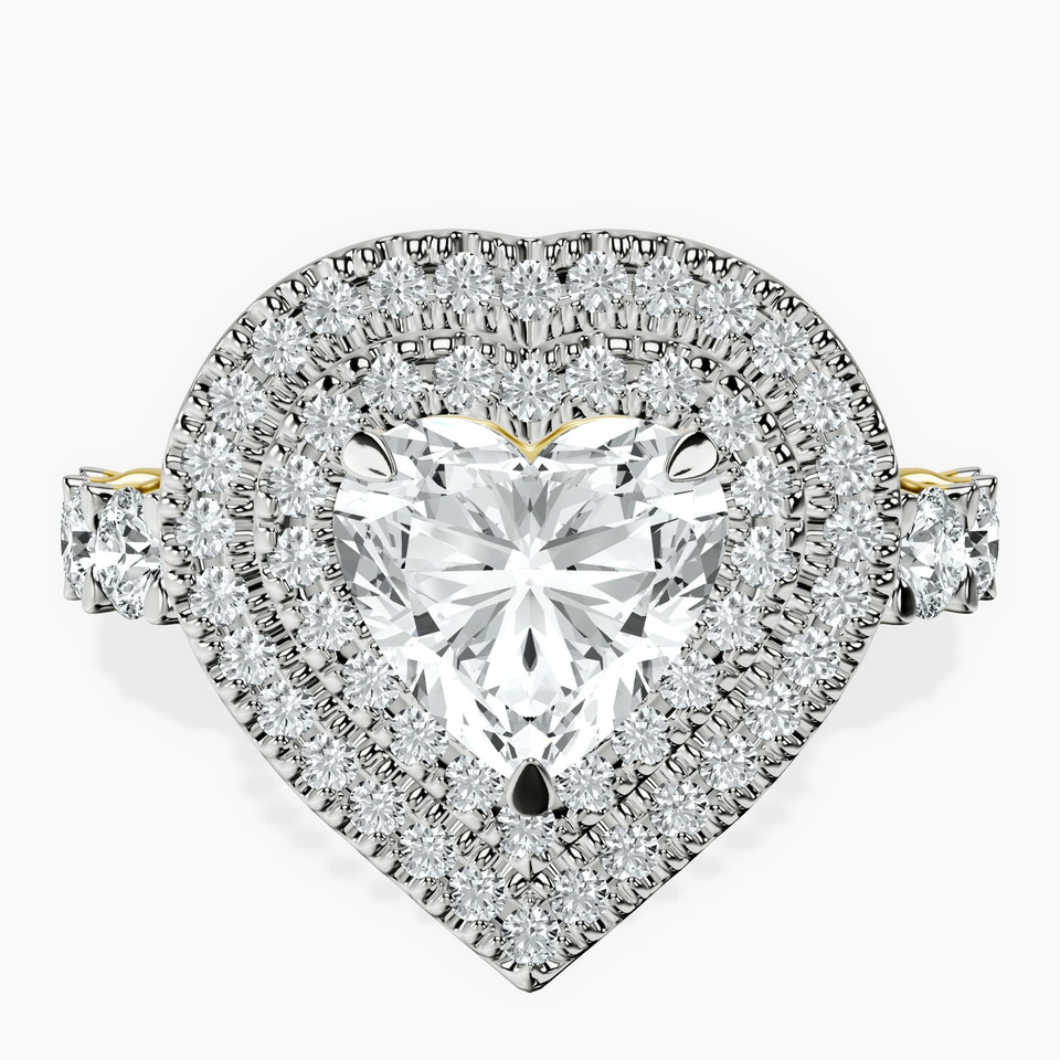 14kt Yellow Gold Crowned Cresta Double Halo Lab Diamond Ring front image