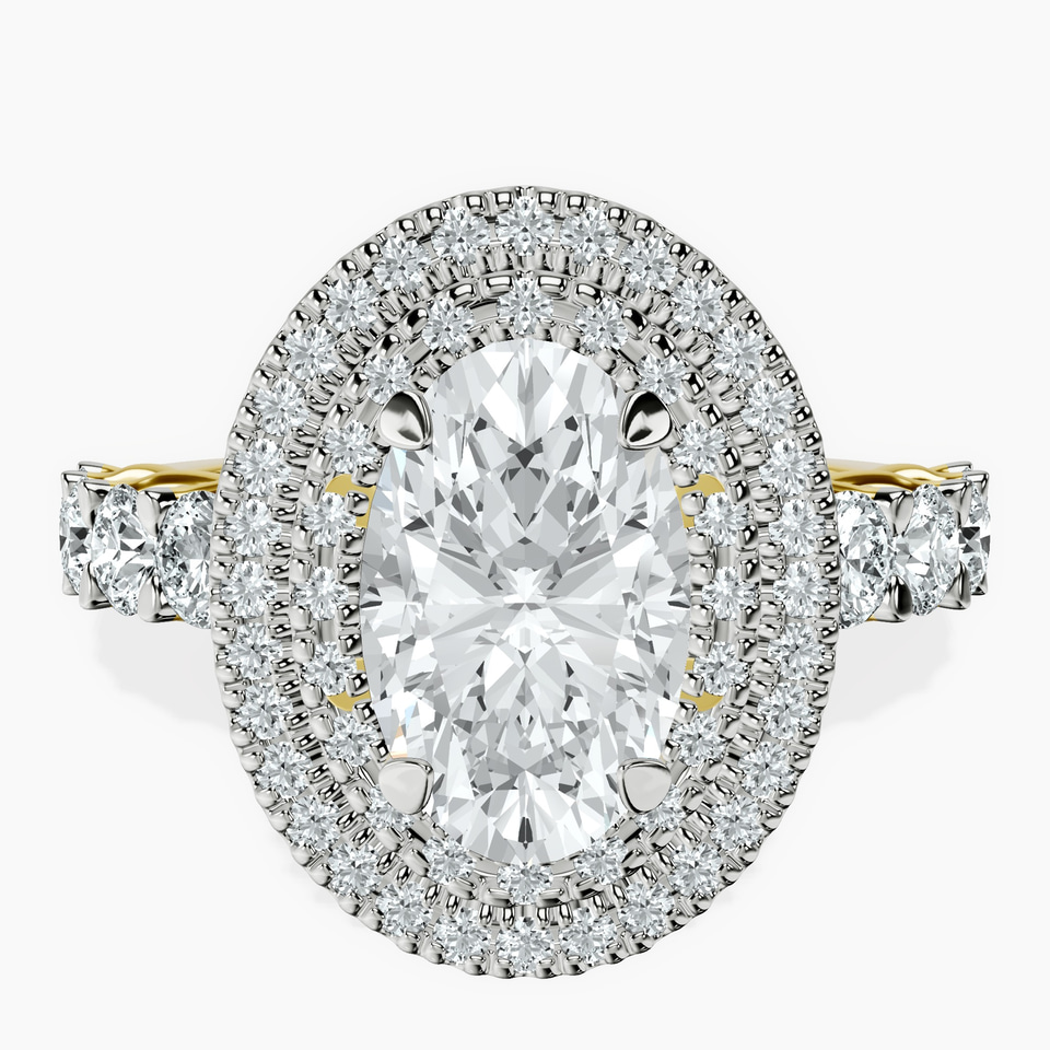 10kt Yellow Gold Crowned Cresta Double Halo Lab Diamond Ring front image