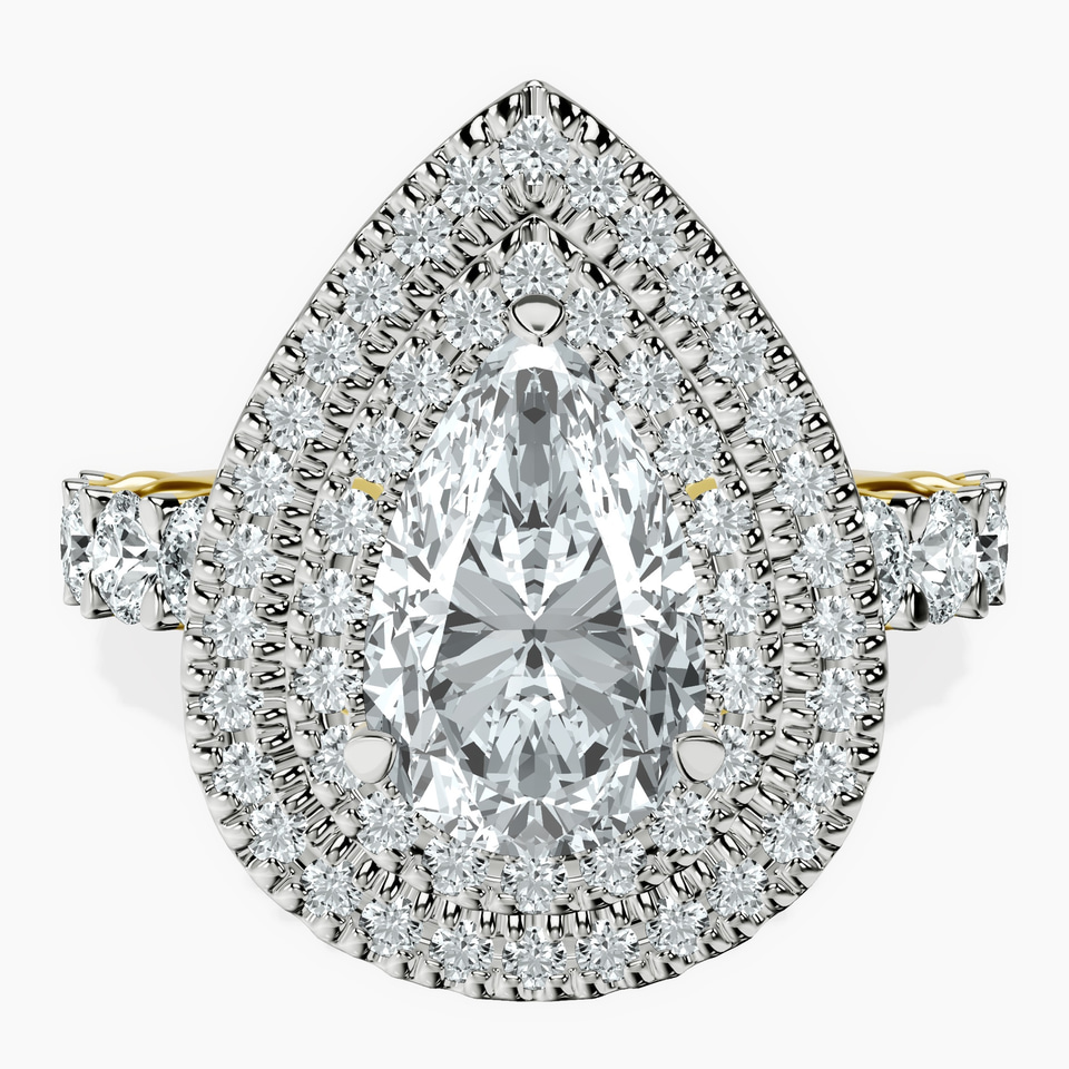 9ct Yellow Gold Crowned Cresta Double Halo Lab Diamond Ring front image