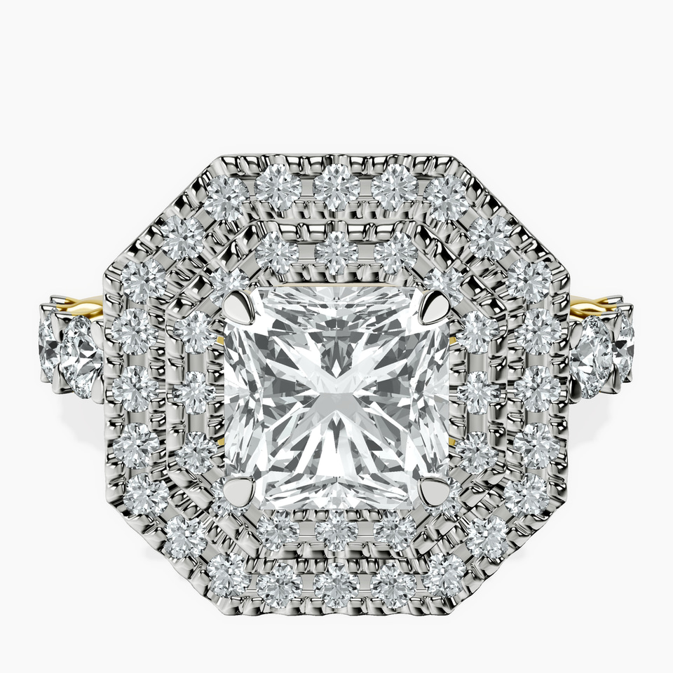 14kt Yellow Gold Crowned Cresta Double Halo Lab Diamond Ring front image
