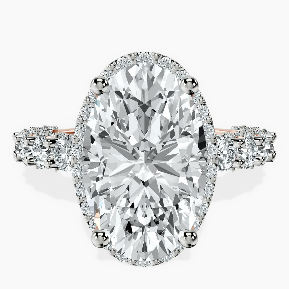 14kt Rose Gold Enchanté Side Stones Halo Lab Diamond Ring front image