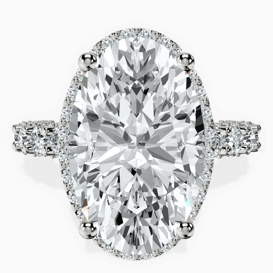 18kt Rose Gold Enchanté Side Stones Halo Lab Diamond Ring front image