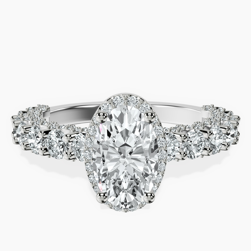 14kt White Gold Enchanté Side Stones Halo Lab Diamond Ring front image