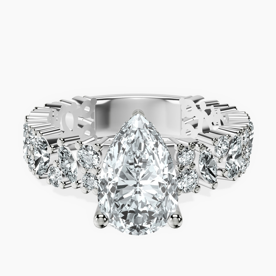 10kt White Gold Skylar Side Stone Encrusted Lab Diamond Ring front image