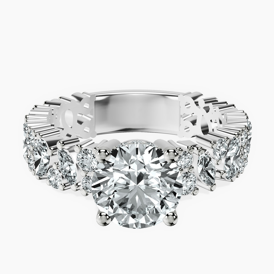 14ct White Gold Skylar Side Stone Encrusted Lab Diamond Ring front image