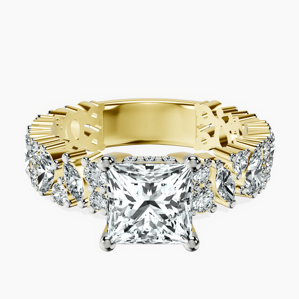 10kt Yellow Gold Skylar Side Stone Encrusted Lab Diamond Ring front image