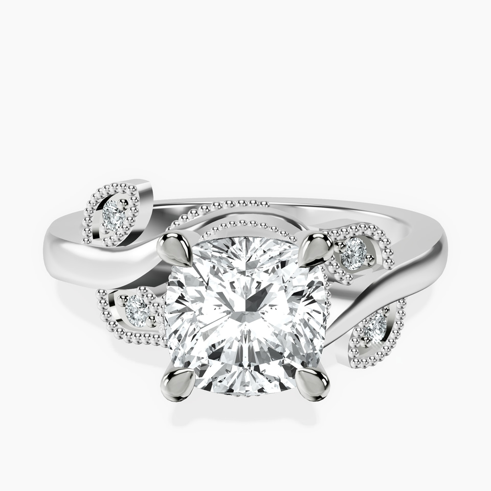 10kt White Gold Rosé Side Stone Lab Diamond Ring front image