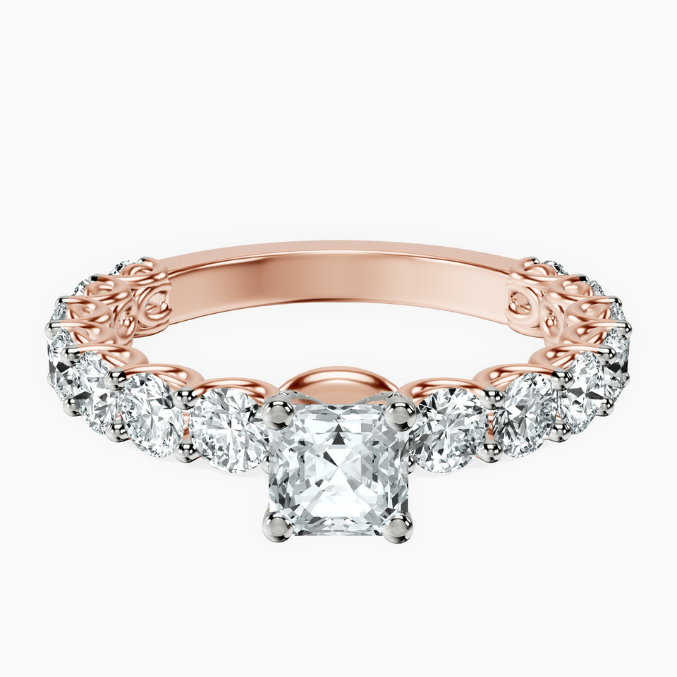 14kt Rose Gold Genelia Side Stone Lab Diamond Ring front image