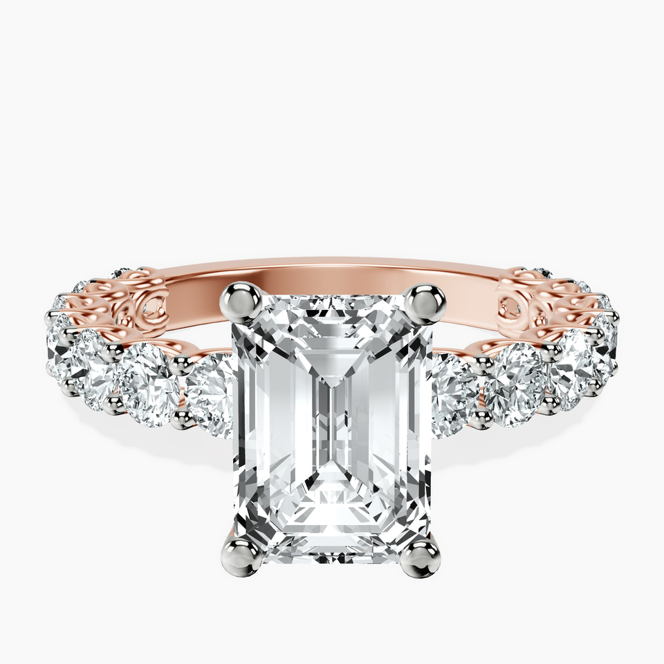 14kt Rose Gold Genelia Side Stone Lab Diamond Ring front image