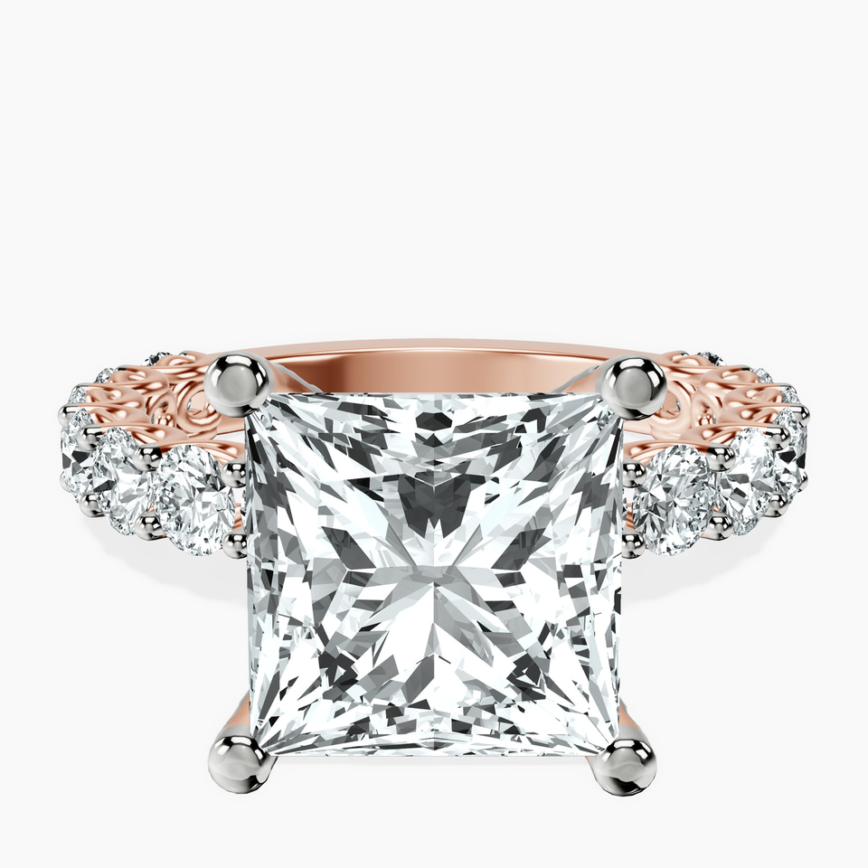10kt Rose Gold Genelia Side Stone Lab Diamond Ring front image