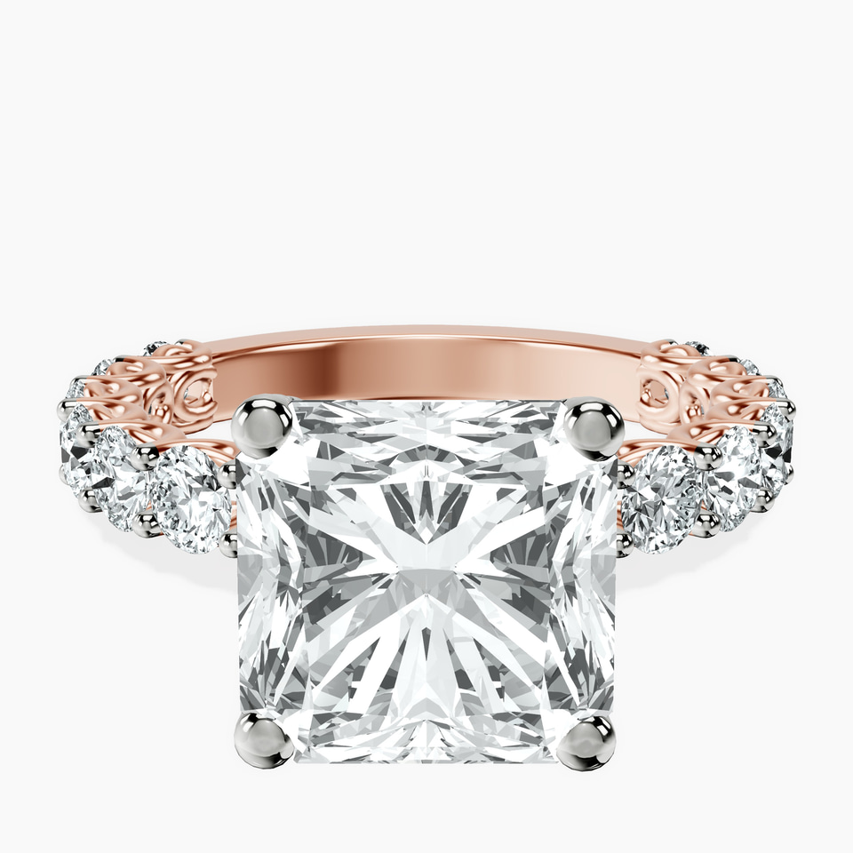 14kt Rose Gold Genelia Side Stone Lab Diamond Ring front image