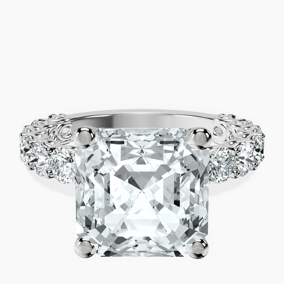 10kt White Gold Genelia Side Stone Lab Diamond Ring front image