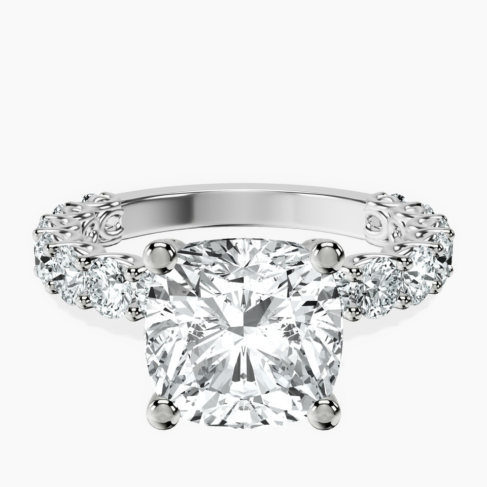10kt White Gold Genelia Side Stone Lab Diamond Ring front image