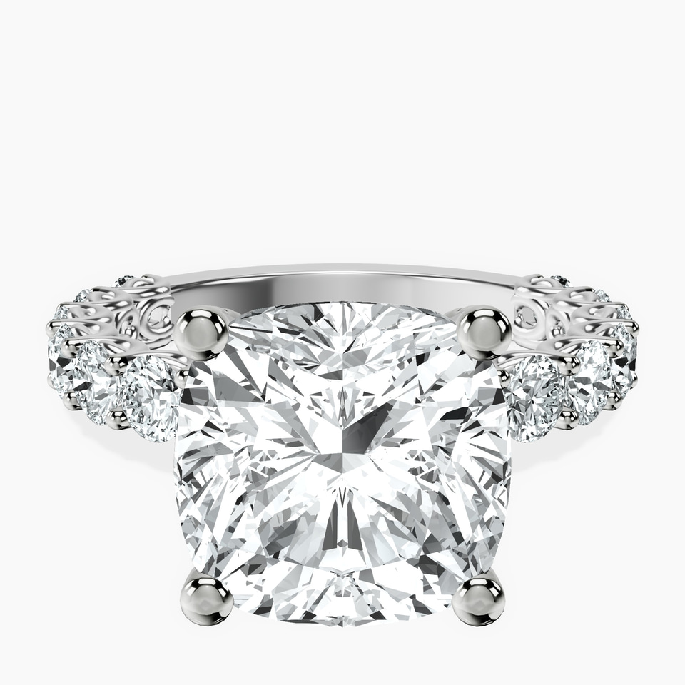 10kt White Gold Genelia Side Stone Lab Diamond Ring front image
