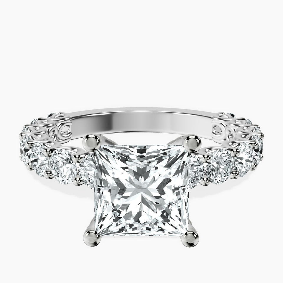 14kt White Gold Genelia Side Stone Lab Diamond Ring front image