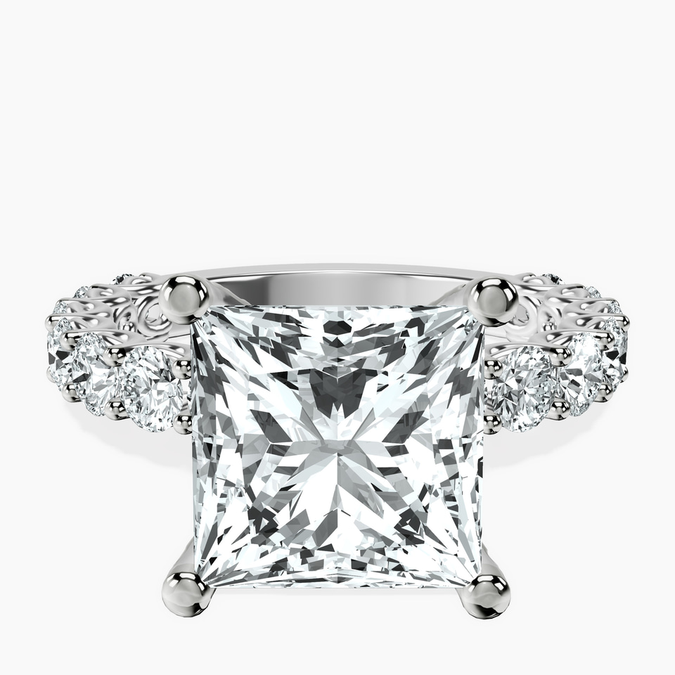 14kt White Gold Genelia Side Stone Lab Diamond Ring front image