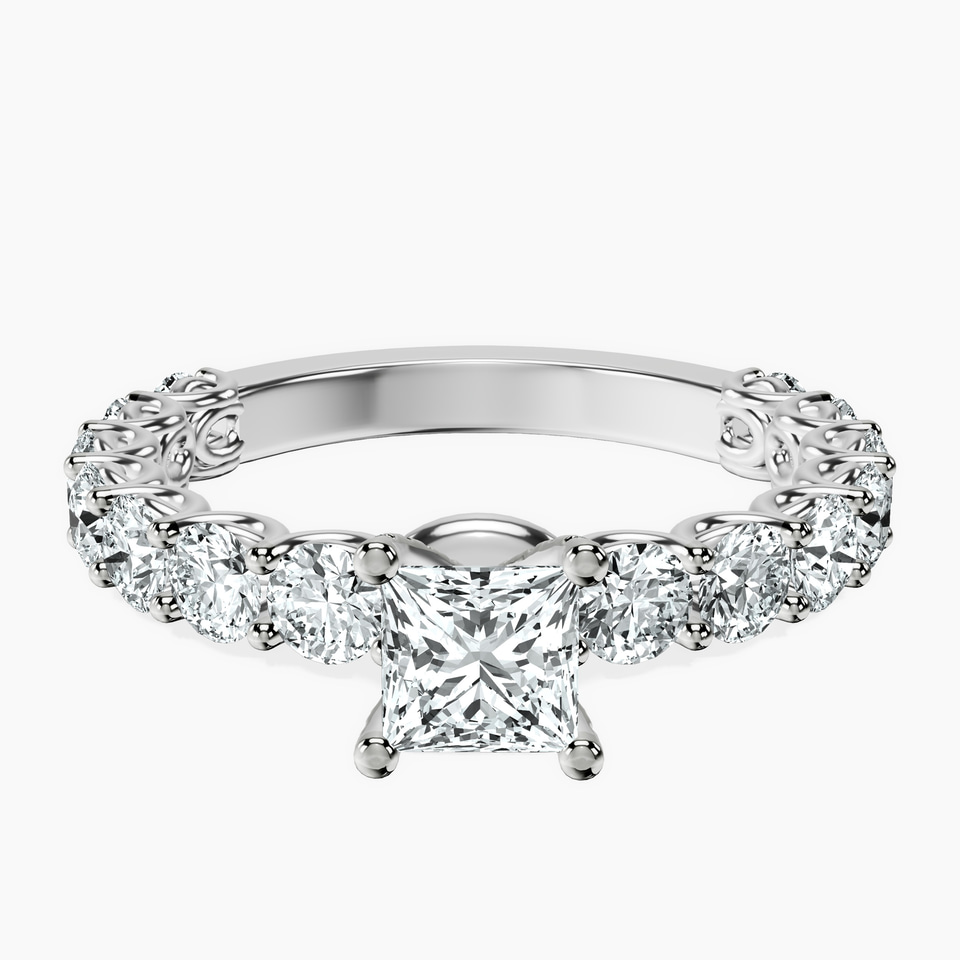 14kt White Gold Genelia Side Stone Lab Diamond Ring front image