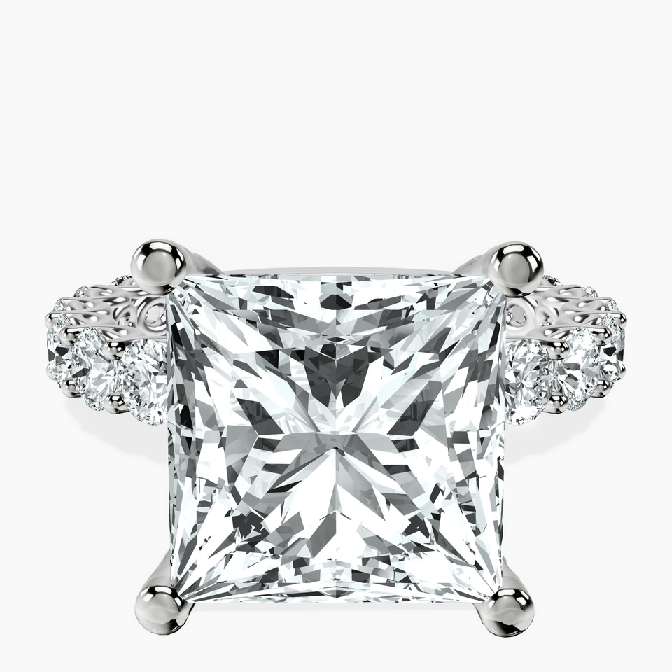 10kt White Gold Genelia Side Stone Lab Diamond Ring front image