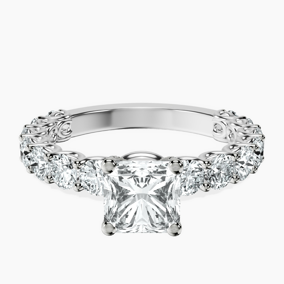 10kt White Gold Genelia Side Stone Lab Diamond Ring front image