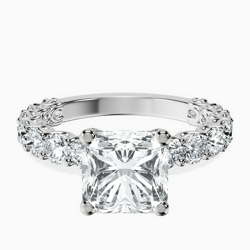 14kt White Gold Genelia Side Stone Lab Diamond Ring front image