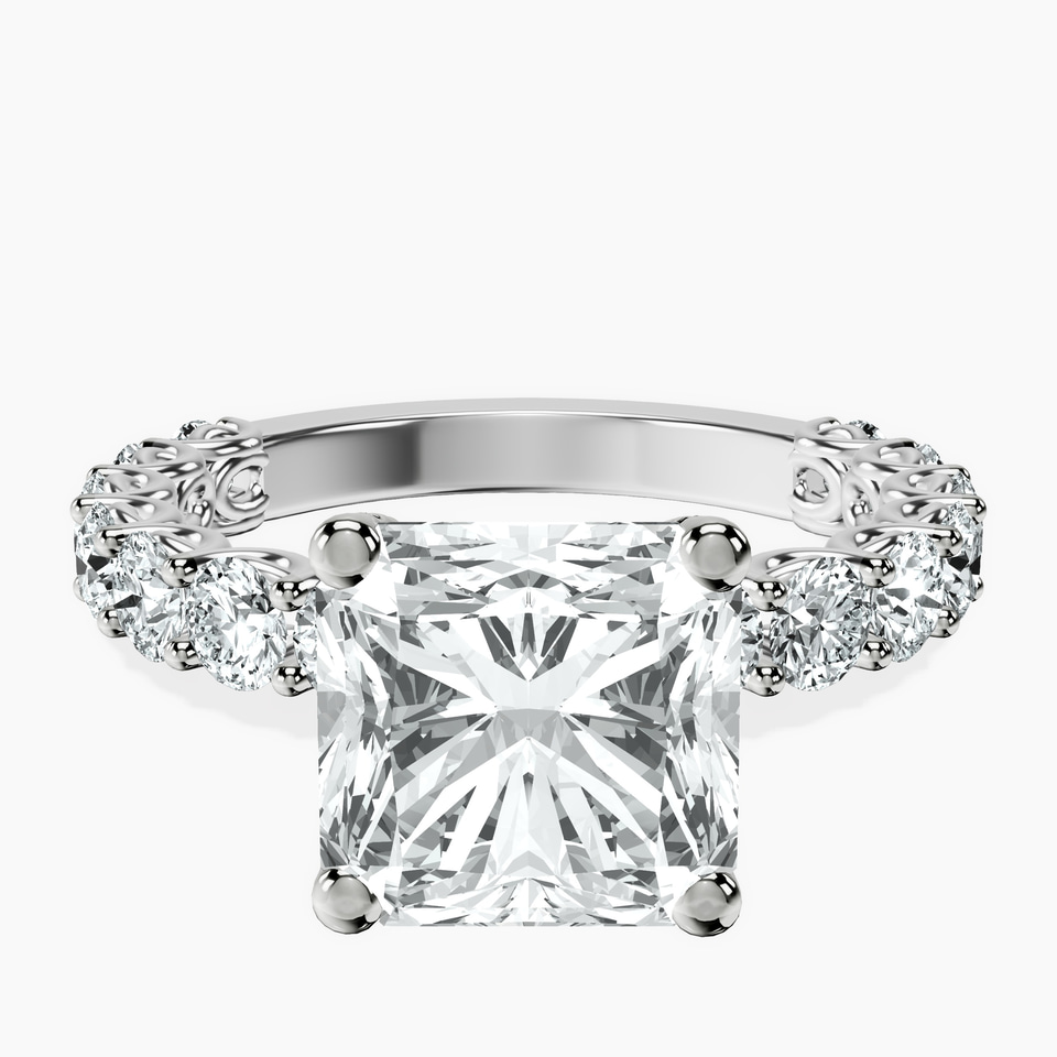 10kt White Gold Genelia Side Stone Lab Diamond Ring front image