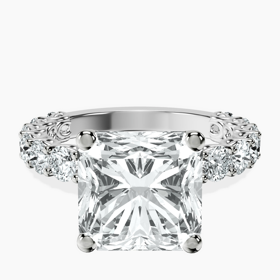 10kt White Gold Genelia Side Stone Lab Diamond Ring front image