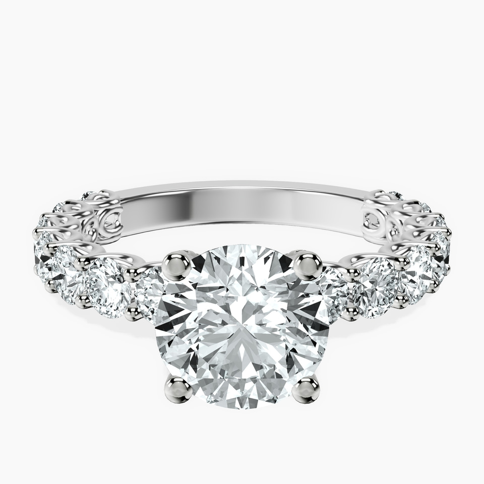 9ct White Gold Genelia Side Stone Lab Diamond Ring front image