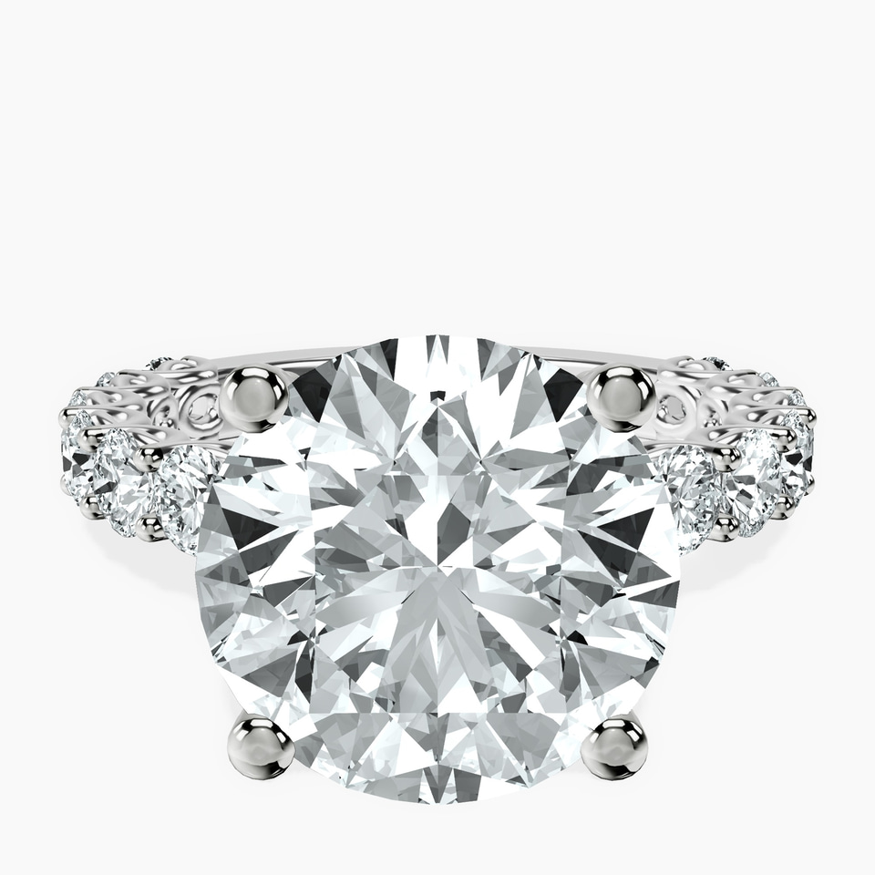 10kt White Gold Genelia Side Stone Lab Diamond Ring front image