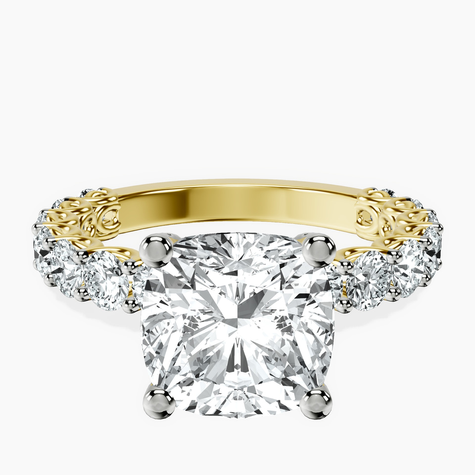 18kt Yellow Gold Genelia Side Stone Lab Diamond Ring front image