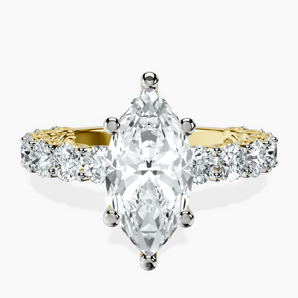 9ct Yellow Gold Genelia Side Stone Lab Diamond Ring front image
