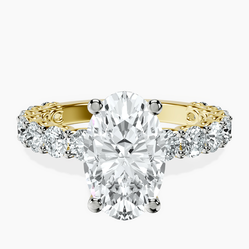 14kt Yellow Gold Genelia Side Stone Lab Diamond Ring front image