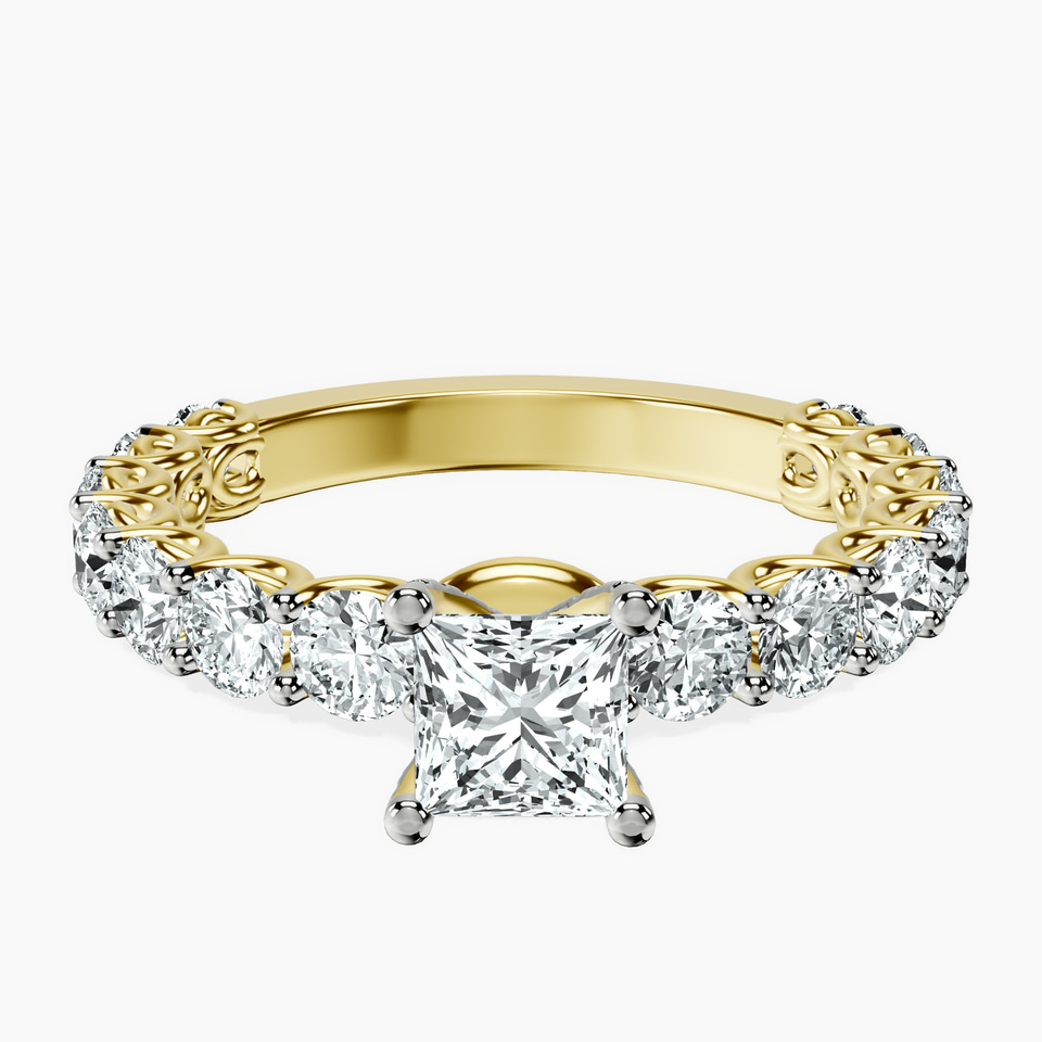 18kt Yellow Gold Genelia Side Stone Lab Diamond Ring front image