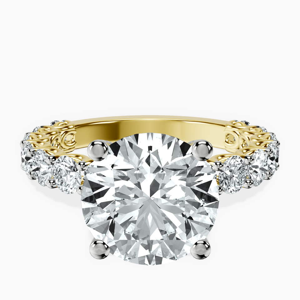14kt Yellow Gold Genelia Side Stone Lab Diamond Ring front image