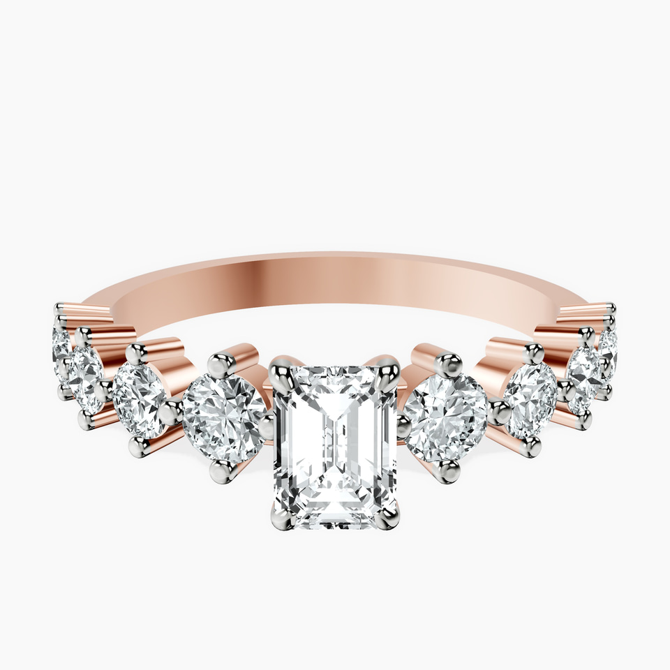 14kt Rose Gold Edna Side Stone Lab Diamond Ring front image