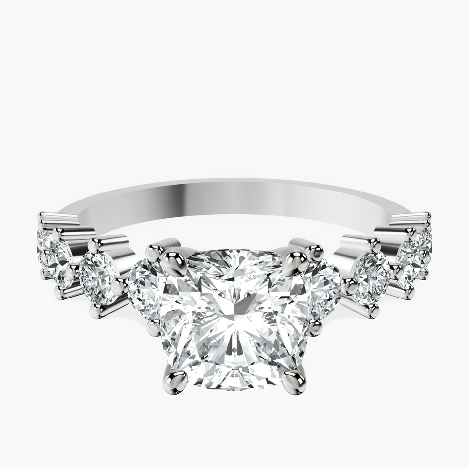 9ct White Gold Edna Side Stone Lab Diamond Ring front image