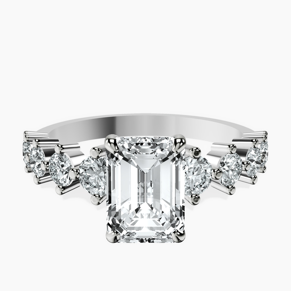 9ct White Gold Edna Side Stone Lab Diamond Ring front image