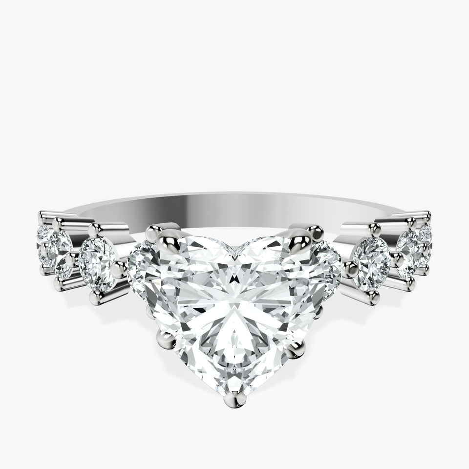9ct White Gold Edna Side Stone Lab Diamond Ring front image