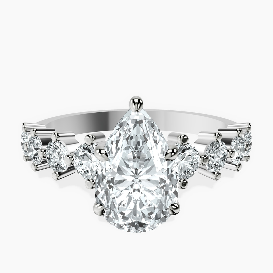 9ct White Gold Edna Side Stone Lab Diamond Ring front image